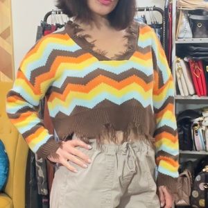 Retro/Boho sweater style mid waist